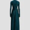 Abito con cut-out in verde acqua scuro Abito con cut-out in verde acqua scuro