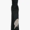 Abito con scollo all’americana e catena in stampa floreale blu navy scuro