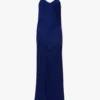 Abito drappeggiato con spalline in indaco brillante Abito drappeggiato con spalline in indaco brillante