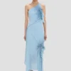 Abito halter smockato in blu ionico