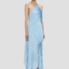 Abito halter smockato in blu ionico