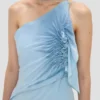 Abito halter smockato in blu ionico