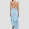 Abito halter smockato in blu ionico