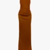 Abito lungo drappeggiato con top a canotta in bronzo Abito lungo drappeggiato con top a canotta in bronzo