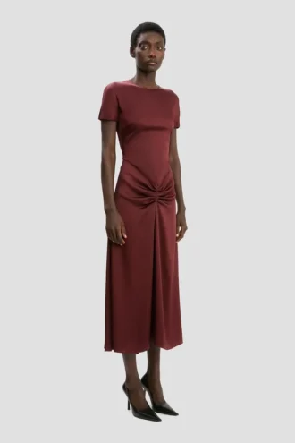 Abito midi Blaire in rosso cinabro