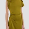 Abito midi drappeggiato color muschio Abito midi drappeggiato color muschio