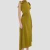 Abito midi drappeggiato color muschio Abito midi drappeggiato color muschio