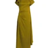 Abito midi drappeggiato color muschio Abito midi drappeggiato color muschio
