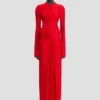 Abito midi Frances in rosso cardinale