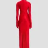 Abito midi Frances in rosso cardinale