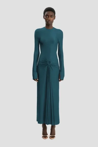 Abito midi Frances in verde acqua scuro