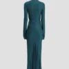 Abito midi Frances in verde acqua scuro Abito midi Frances in verde acqua scuro