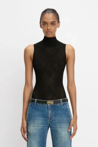 Body a collo alto in nero