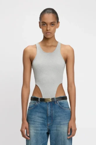 Body a vita alta in grigio melange