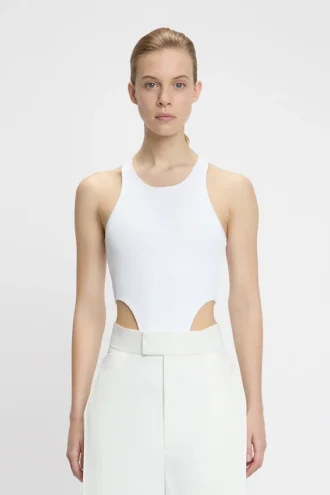 Body con spacco alto in bianco