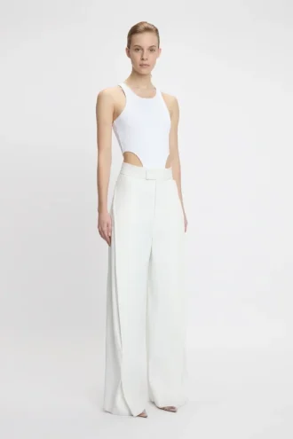 Body con spacco alto in bianco