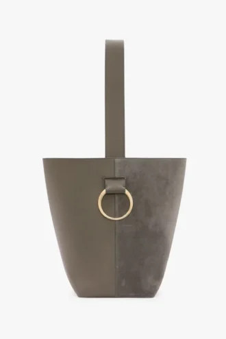 Borsa a secchiello Dia in pelle grigio ghiaia