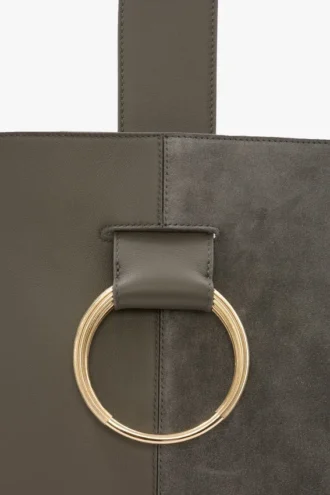 Borsa a secchiello Dia in pelle grigio ghiaia