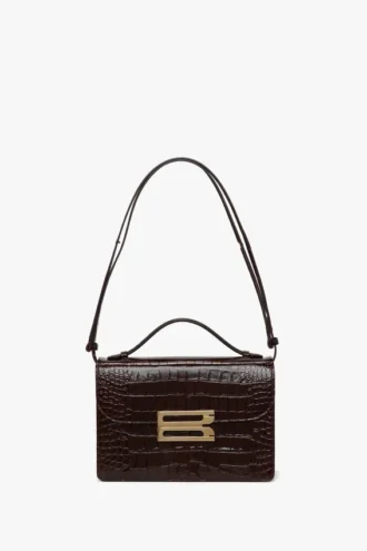 Borsa Dorian in pelle marrone scuro goffrata