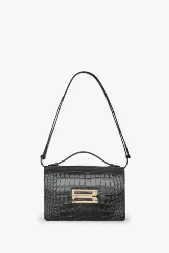 Borsa Dorian in pelle nera goffrata