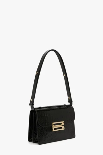 Borsa Dorian in pelle nera goffrata