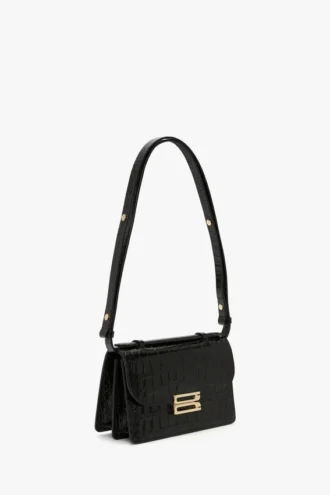 Borsa Dorian piccola in pelle nera goffrata