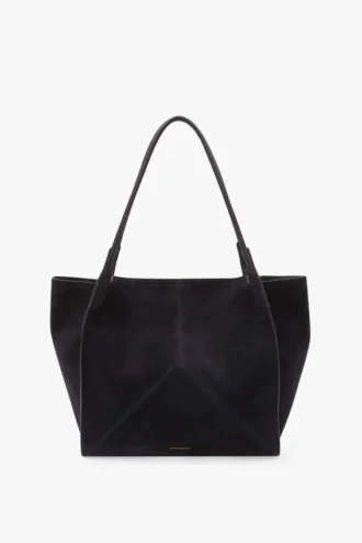 Borsa tote The Victoria grande in pelle scamosciata blu navy