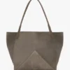 Borsa tote The Victoria grande in pelle scamosciata grigio ghiaia Borsa tote The Victoria grande in pelle scamosciata grigio ghiaia