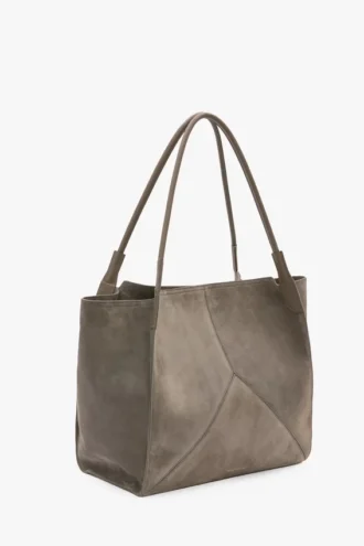 Borsa tote The Victoria grande in pelle scamosciata grigio ghiaia