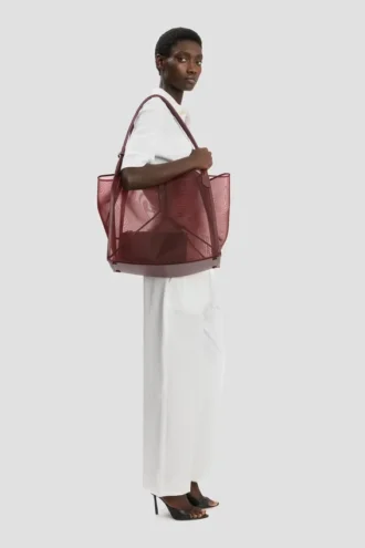 Borsa tote The Victoria grande in rete bordeaux