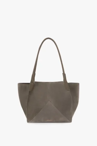 Borsa tote The Victoria in pelle scamosciata grigio ghiaia