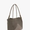 Borsa tote The Victoria in pelle scamosciata grigio ghiaia Borsa tote The Victoria in pelle scamosciata grigio ghiaia