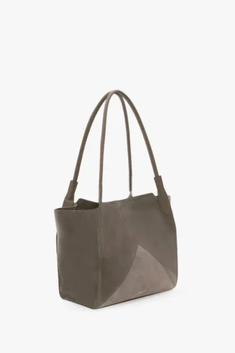 Borsa tote The Victoria in pelle scamosciata grigio ghiaia