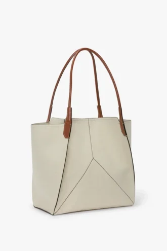 Borsa tote Victoria grande in tela avorio