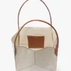 Borsa tote Victoria grande in tela avorio Borsa tote Victoria grande in tela avorio