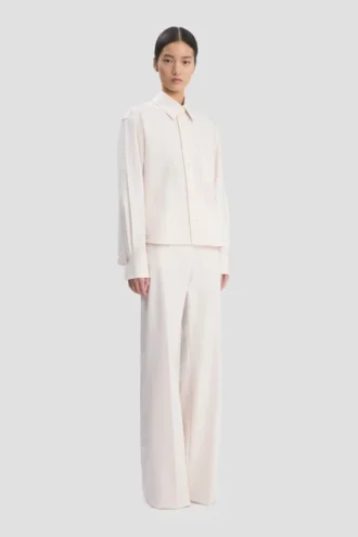 Camicia a maniche lunghe in color osso