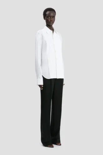 Camicia con pieghe a spillo in bianco