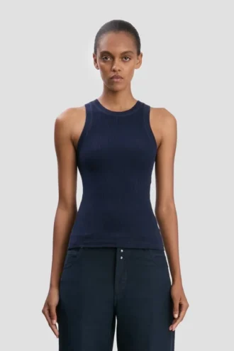 Canotta a costine in blu navy