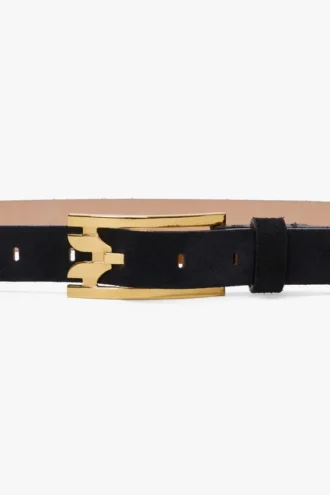 Cintura con fibbia a spillo Dorian in pelle scamosciata blu navy