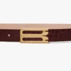Cintura Dorian in pelle di vitello goffrata coccodrillo bordeaux Cintura Dorian in pelle di vitello goffrata coccodrillo bordeaux