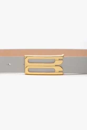 Cintura Dorian in pelle lucida color magnesio