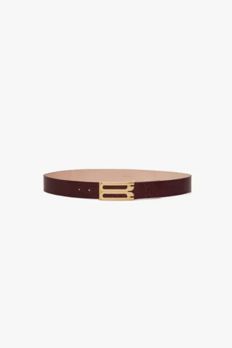 Cintura Jumbo Dorian in pelle di vitello goffrata coccodrillo bordeaux