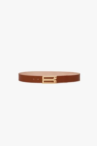 Cintura Jumbo Dorian in pelle liscia color cuoio