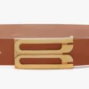 Cintura Jumbo Dorian in pelle liscia color cuoio Cintura Jumbo Dorian in pelle liscia color cuoio