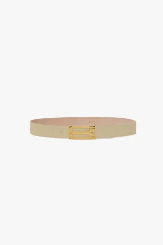Cintura Jumbo Dorian in pelle martellata color avorio