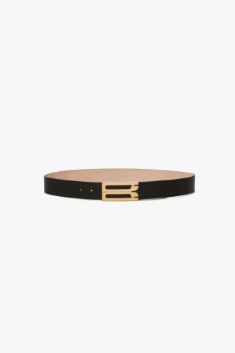 Cintura Jumbo Dorian in pelle martellata nera