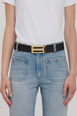 Cintura Jumbo Dorian in pelle nera