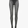 Collant in pizzo con monogramma in nero Collant in pizzo con monogramma in nero