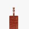 Etichetta per bagaglio in pelle goffrata coccodrillo rosso mattone Etichetta per bagaglio in pelle goffrata coccodrillo rosso mattone