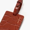Etichetta per bagaglio in pelle goffrata coccodrillo rosso mattone Etichetta per bagaglio in pelle goffrata coccodrillo rosso mattone
